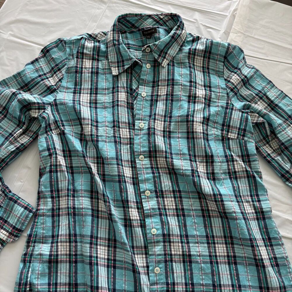 Talbot Long Sleeve Button Front Shirt Size Large EUC - Picture 6 of 10
